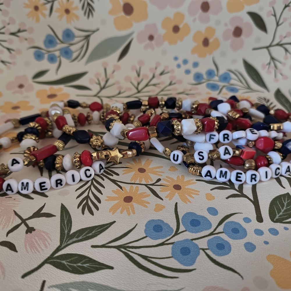 Patriotic Beaded Bracelet Set